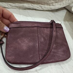 Wilsons Leather Mauve Wristlet Clutch